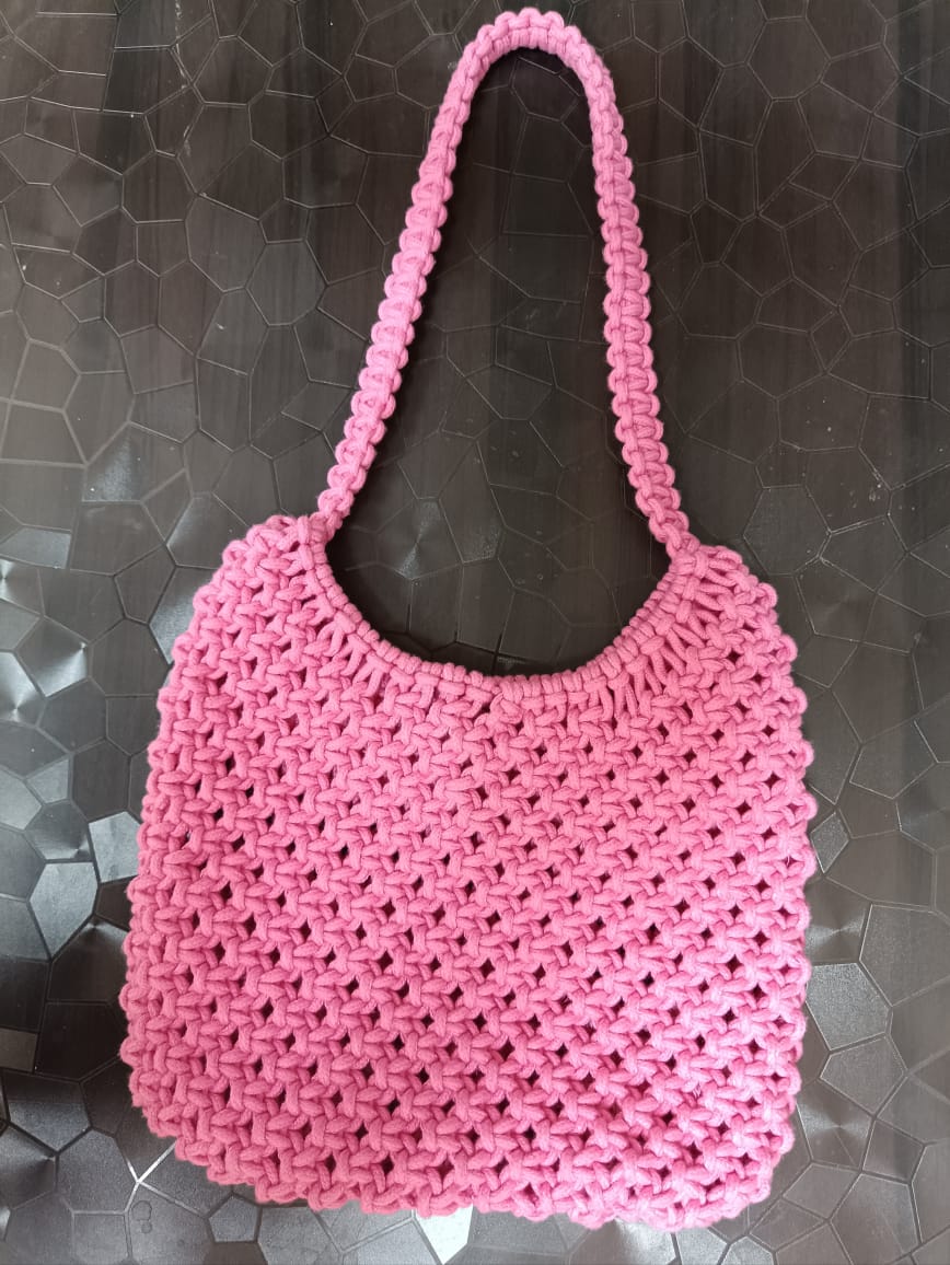 Macrame tote pink bag