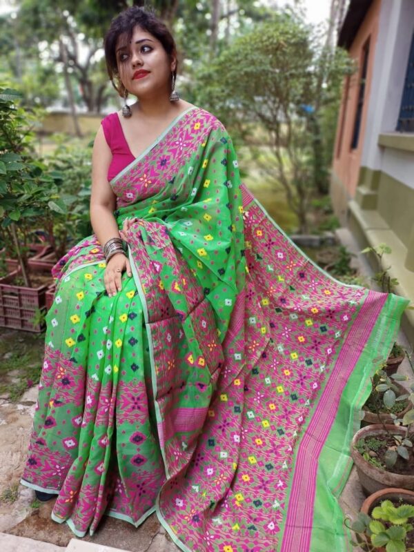 Green jamdani saree