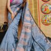 Grey Silk saree