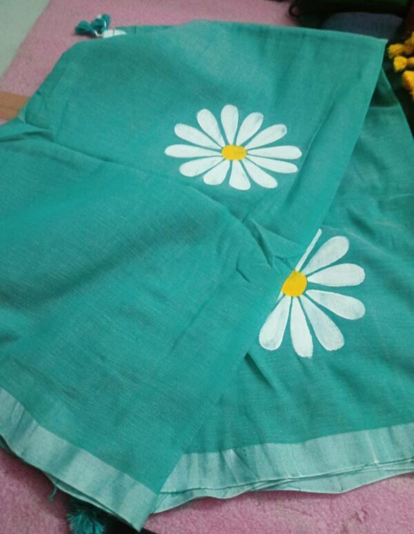 Aqua Green mulmul cotton saree