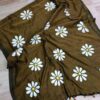 Brown mulmul cotton saree