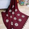 Maroon mulmul cotton saree