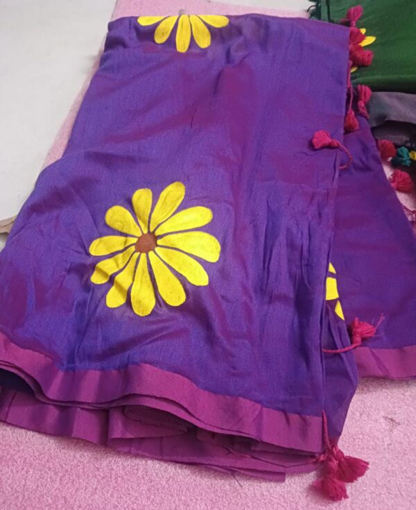 purple mulmul cotton saree