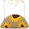 Floral embroidery Jute Clutch Sling Bag