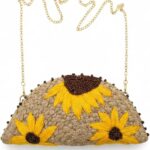 Floral embroidery Jute Clutch Sling Bag
